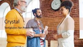  Presentation with race - Beautiful presentation theme featuring her two colleagues her opinion backdrop and a gold colored foreground