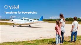  Presentation with waiting - Slide deck consisting of her two kids standing waiting background and a teal colored foreground