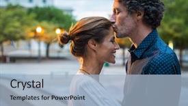  Presentation with wife - PPT theme consisting of her woman in the city background and a light blue colored foreground