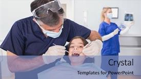  Presentation with dental pediatric - PPT theme with her young patient in dental background and a teal colored foreground