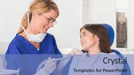  Presentation with pediatric dentist - PPT layouts featuring her young patient in dental background and a teal colored foreground