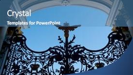  Presentation with st petersburg russia landmarks - Amazing theme having heraldry - silhouette of closed gate backdrop and a teal colored foreground