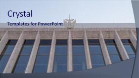  Presentation with russia - Audience pleasing PPT layouts consisting of heraldry - state symbols of russia's emblem backdrop and a sky blue colored foreground