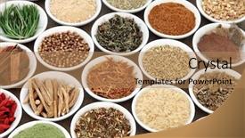  Presentation with holistic - PPT theme featuring herb and health food selection background and a coral colored foreground
