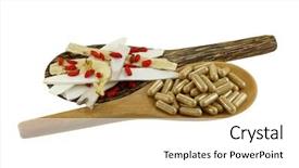  Presentation with chinese medical - Audience pleasing slide set consisting of herb and natural herbal capsules backdrop and a white colored foreground