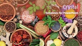  Presentation with herb - Presentation design with herb-and-spice-assortment background and a red colored foreground