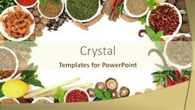  Presentation with herb - Amazing presentation design having herb-and-spice-seasoning-background backdrop and a cream colored foreground