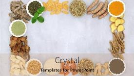  Presentation with dietary supplement - Presentation theme enhanced with herb-and-spice-selection background and a coral colored foreground