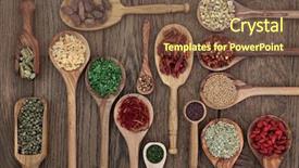  Presentation with herb - Colorful presentation enhanced with herb and spice selection backdrop and a tawny brown colored foreground