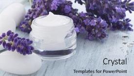  Presentation with facial - Presentation theme having herb extract - natural facial cream with lavender background and a light blue colored foreground