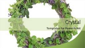  Presentation with oregano - Theme with herb leaf garland with purple background and a soft green colored foreground
