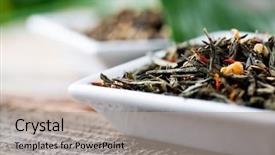  Presentation with chinese medicine - Presentation theme with herb medicine - cup of chinese green tea background and a light gray colored foreground