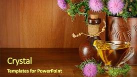  Presentation with milk thistle - Audience pleasing PPT layouts consisting of herb on wooden background free backdrop and a tawny brown colored foreground