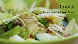  Presentation with thai food kitchen - Beautiful PPT theme featuring herb salad thai food backdrop and a yellow colored foreground