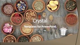  Presentation with alternative medicine - Colorful slide set enhanced with old spoons and wooden bowl backdrop and a coral colored foreground