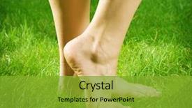  Presentation with herbal - PPT theme having health care herbal - woman's bare feet in green background and a gold colored foreground