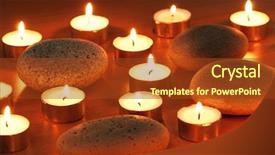  Presentation with aromatherapy - PPT theme with herbal alternative therapies - burning candles and pebbles background and a tawny brown colored foreground