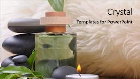  Presentation with green-leaves - Presentation theme having herbal alternative therapies - leaves stones and green water background and a  colored foreground