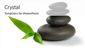  Presentation with zen stones - Beautiful theme featuring herbal alternative therapies - zen stones and bamboo backdrop and a white colored foreground
