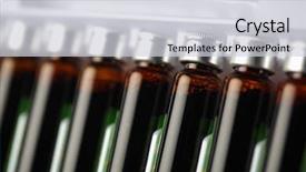  Presentation with vials - PPT theme featuring herbal analysis - group of vials closeup background and a  colored foreground