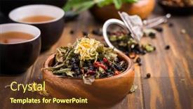  Presentation with tea leaves - Cool new theme with herbal-and-fruit-tea-concept backdrop and a tawny brown colored foreground