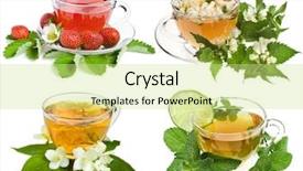  Presentation with fruit and herbs - Theme enhanced with medicine leaf - herbal and fruit teas collection background and a soft green colored foreground