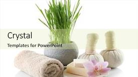  Presentation with spa white orchids black - Slide set with herbal ball thai - spa composition isolated on white background and a blonde colored foreground