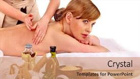  Presentation with nanotechnology stem cell therapy - Slide deck with herbal ball thai - woman getting spa lastone therapy background and a  colored foreground