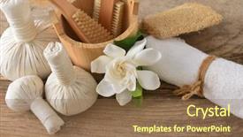  Presentation with spa herbal balls - Slide set enhanced with herbal ball white gardenia rolled background and a violet colored foreground