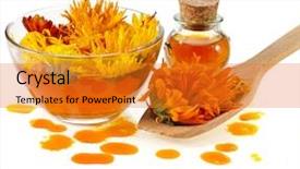  Presentation with calendula - Presentation theme enhanced with herbal calendula in the glass background and a gold colored foreground