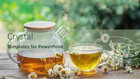  Presentation with chamomile - Beautiful PPT theme featuring herbal-chamomile-tea-and-chamomile backdrop and a mint green colored foreground