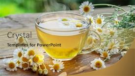  Presentation with chamomile - Audience pleasing slide deck consisting of herbal-chamomile-tea-and-chamomile backdrop and a yellow colored foreground