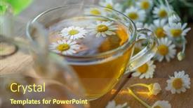  Presentation with chamomile - Slide deck having herbal-chamomile-tea-and-chamomile background and a tawny brown colored foreground