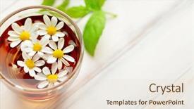  Presentation with herbal medicine healing herbs mortar - Theme enhanced with herbal chamomile tea background and a sky blue colored foreground