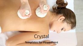  Presentation with black women beautiful woman - Slides having herbal compress - beautiful young woman having back background and a coral colored foreground