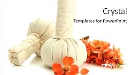  Presentation with spa herbal balls - PPT theme with herbal compress balls for spa background and a white colored foreground