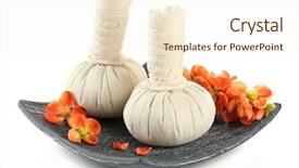  Presentation with spa herbal balls - Presentation theme featuring herbal compress balls for spa background and a  colored foreground
