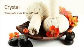  Presentation with spa herbal balls - Amazing slide set having herbal compress balls for spa backdrop and a cream colored foreground