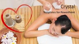  Presentation with herbal medicine healing herbs mortar - PPT theme consisting of herbal compress massage against heart background and a  colored foreground