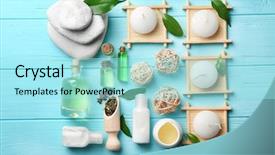 Presentation with blue spa - Cool new PPT theme with herbal concept - spa composition with tea tree backdrop and a arctic colored foreground