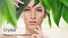  Presentation with herbal cosmetics - Cool new slides with herbal cosmetics - beautiful girl and green leaves backdrop and a lemonade colored foreground