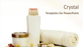  Presentation with beauty cosmetic - Cool new presentation design with herbal cosmetics - beauty cosmetic set backdrop and a cream colored foreground