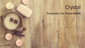  Presentation with herbal cosmetics - Slide set with herbal cosmetics - composition of spa treatment background and a coral colored foreground