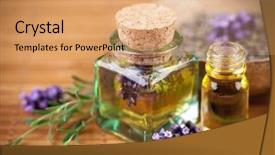  Presentation with cosmetic - Colorful PPT theme enhanced with herbal cosmetics - lavender cosmetic backdrop and a coral colored foreground
