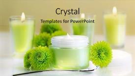  Presentation with herbal cosmetics - Presentation theme featuring herbal cosmetics - moisturizing face cream with candles background and a yellow colored foreground