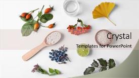  Presentation with natural cosmetic - Beautiful PPT layouts featuring herbal cosmetics - natural cosmetic ingredients on white backdrop and a soft green colored foreground