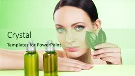  Presentation with organic cosmetics - Cool new PPT layouts with herbal cosmetics - organic beauty backdrop and a soft green colored foreground