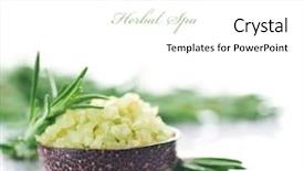  Presentation with herbal cosmetics - PPT theme featuring herbal cosmetics - spa scented sea salt selective background and a white colored foreground