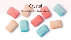  Presentation with chewing gum - Amazing PPT theme having herbal dental - chewing gum isolated on white backdrop and a lemonade colored foreground