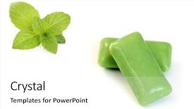  Presentation with chewing gum - Slide deck with herbal dental - green chewing gum on white background and a white colored foreground